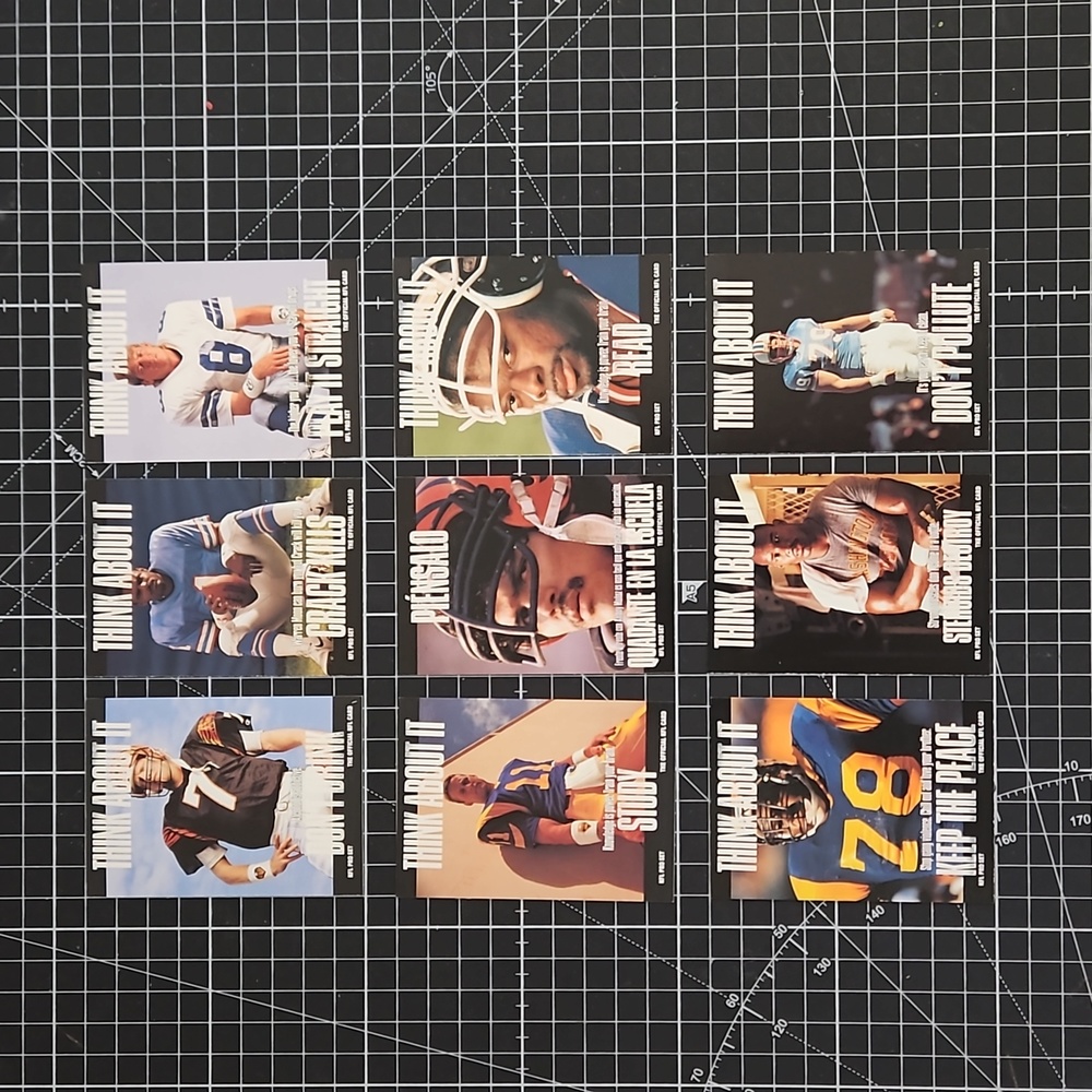 9 card lot of 1991 Pro Set THINK ABOUT IT Series in Near Mint condition!